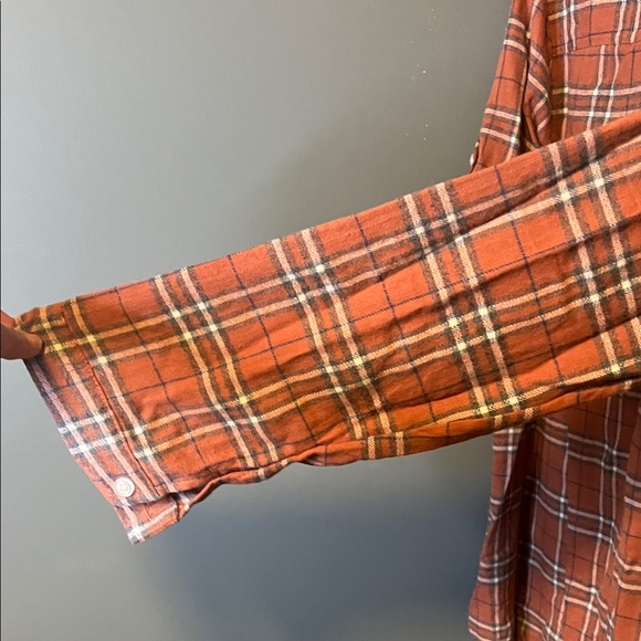 ADORA Women's Rust Plaid Button Down Shirt - Picture 7 of 7